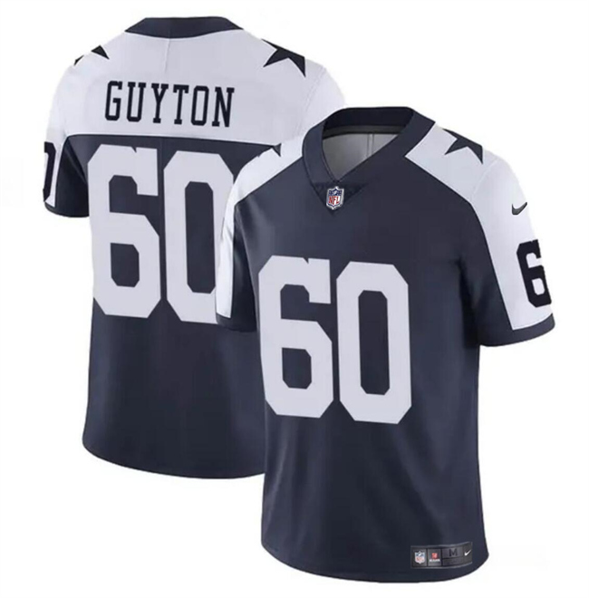 Men's Dallas Cowboys #60 Tyler Guyton Navy/White 2024 Draft Vapor Untouchable Thanksgiving Limited Football Stitched Jersey - Click Image to Close